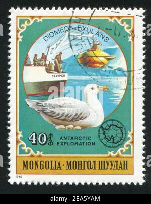 MONGOLEI - UM 1980: Briefmarke gedruckt von der Mongolei, zeigt Albatross, um 1980 Stockfoto