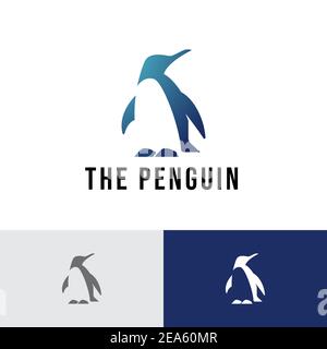 Penguin Ice Animal Negative Space Logo Vorlage Stock Vektor
