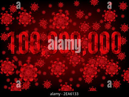 Vektor von Coronavirus 2019-nCoV und Virus Hintergrund globale Zählung von Bestätigte Coronavirus-Fälle übersteigen 100 Millionen Stock Vektor