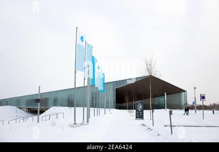 Tartu, Tartumaa, Estland-06FEB2021: Das Estnische Nationalmuseum (Eesti rahva Muuseum) im Winter. Stockfoto