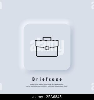 Aktenkoffer-Symbol. Case-Symbol. Portfolio. Vektor. Neumorphic UI UX White User Interface Web-Button. Neumorphismus Stock Vektor