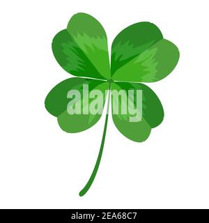 Klee isoliert auf weißem Hintergrund. Kleeblatt mit vier Blütenblättern. Grüner Kleeblatt für St. Patrick's Day. Symbol von Viel Glück. Vektorgrafik Stock Vektor