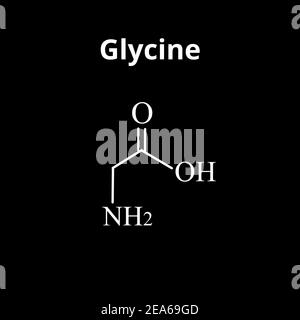 Aminosäure Glycin. Die chemische Molekülformel von Glycin ist eine Aminosäure. Vektorgrafik auf isoliertem Hintergrund Stock Vektor