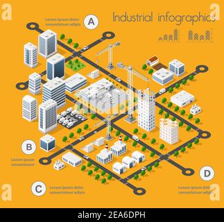 Gebäude 3D Industrie Stock Vektor