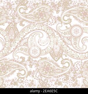 Paisley nahtlose Muster mit Blumen im indischen Stil. Florale vector Hintergrund Stock Vektor