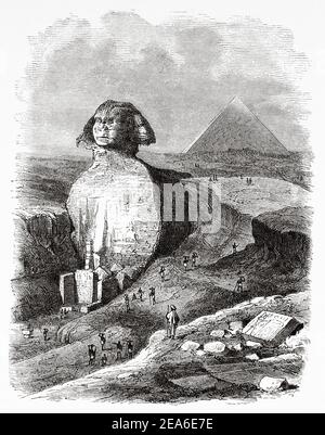 Sphinx und Pyramiden. Alte Ägypten Geschichte. Alte 19th Jahrhundert gravierte Illustration von El Mundo Ilustrado 1879 Stockfoto