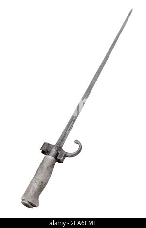 Vintage vierseitige Französisch Infanterie Bajonett (Modell von 1886/1893 zu Lebel Gewehr). Benutzt während des ersten Weltkrieges und dann Partei dieser Gewehre war sol Stockfoto
