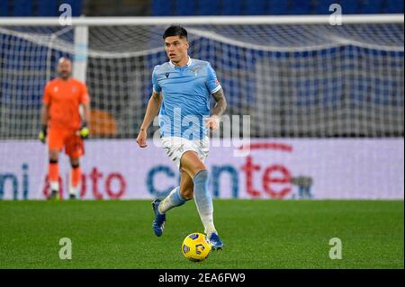 Rom, Italien. Februar 2021, 07th. Joaquin Correa von S.S. Lazio in Aktion während der Serie 2020-21 A Italienische Meisterschaft Liga Spiel zwischen S.S. Lazio und Cagliari Calcio im Stadio Olimpico.Endstand; S.S. Lazio 1:0 Cagliari Calcio. Kredit: SOPA Images Limited/Alamy Live Nachrichten Stockfoto