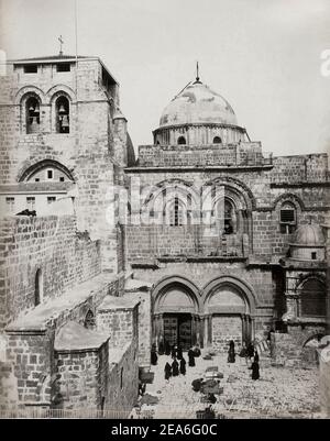 Jerusalem. Fassade der St. Sepulcre Kirche (Bonfils). Heiliges Land. 1880 Stockfoto