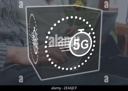 5g-Konzept mit einem Bild im Hintergrund Stockfoto