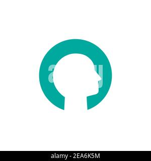 Kopf des weißen Mannes im blauen Kreis. vektor-Avatar-Piktogramm. Profil, Mensch, Person, Charakter-Symbol. Flache Abbildung isoliert auf weiß Stock Vektor