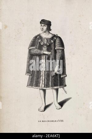 Geschichte Frankreichs. Karl VIII., genannt der leutselige (1470 - 1498), war König von Frankreich von 1483 bis zu seinem Tod im Jahre 1498. Er folgte seinem Vater Ludwig XI. Stockfoto