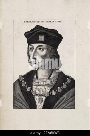 Geschichte Frankreichs. Karl VIII., genannt der leutselige (1470 - 1498), war König von Frankreich von 1483 bis zu seinem Tod im Jahre 1498. Er folgte seinem Vater Ludwig XI. Stockfoto