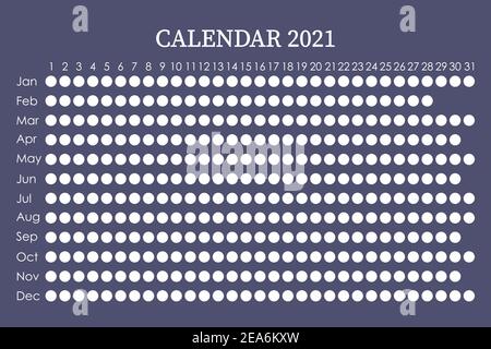2021 Kalenderplaner. Сorporate Designwoche. Isoliert auf klassisch blauem Hintergrund. Platz für Aufkleber. Stock Vektor