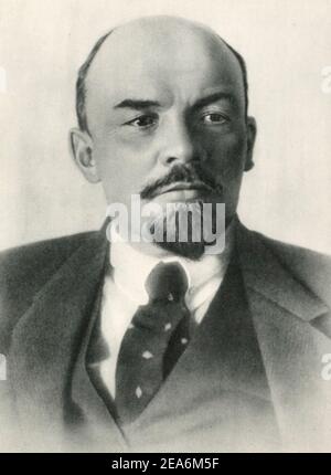 Wladimir Iljitsch Uljanov (1870-1924), besser bekannt unter seinem alias Lenin, war ein russischer Revolutionär, Politiker und politische Theoretiker. Er diente als Stockfoto