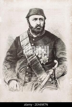 Abdul Aziz Khan (Türkisch: Abdülaziz; 1830-1876) war der 32. Sultan des Osmanischen Reiches und zwischen dem 25. Juni 1861 und 30. Mai 1876 regierte. Er war t Stockfoto