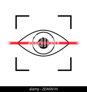 Eye-Scan-Symbol. Retina-Scan-Konzept. Schwarzes Sicherheitsschloss-Logo. Vektorgrafik Stock Vektor