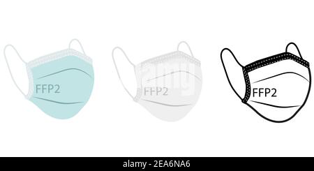 FFP2 Gesichtsmaske Symbol Symbol Logo Set Sammlung Vektor Stock Vektor