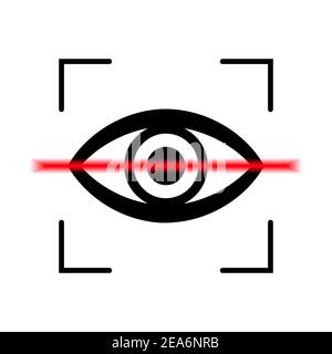 Eye-Scan-Symbol. Retina-Scan-Konzept. Schwarzes Sicherheitsschloss-Logo. Vektorgrafik Stock Vektor
