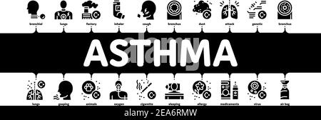 Asthma Krank Allergen Minimal Infografik Banner Vektor Stock Vektor