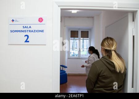 Rom, Italien. Februar 2021, 08th. Raum für Impfungen (Foto: Matteo Nardone/Pacific Press) Quelle: Pacific Press Media Production Corp./Alamy Live News Stockfoto