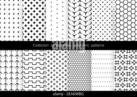 Sammlung von nahtlosen geometrischen Mustern. Vektorschleife Stock Vektor