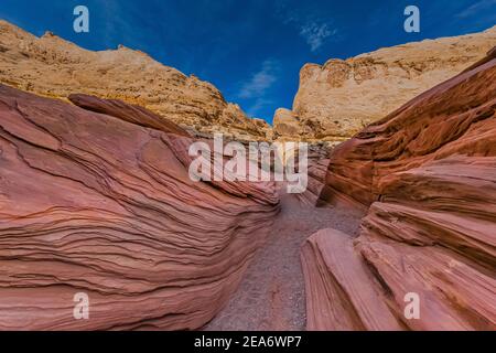 Navajo Sandsteinformationen der Narrows im Little Wild Horse Canyon im San Rafael Swell, Süd-Utah, USA Stockfoto