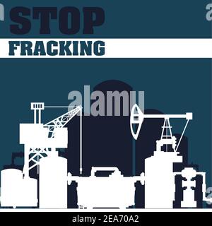 Fracking Turm mit Kabine und Öl-Bohrtanks Lagerung Silhouette vektorgrafik Stock Vektor