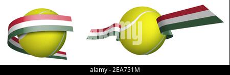 Sport Tennisball in Bändern mit Farben der Flagge von Ungarn. Isolierter Vektor auf weißem Hintergrund Stock Vektor