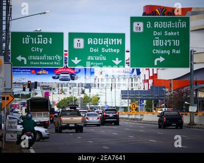 Straßenschilder Autobahn Autobahn , Chiang Mai, Thailand Stockfoto