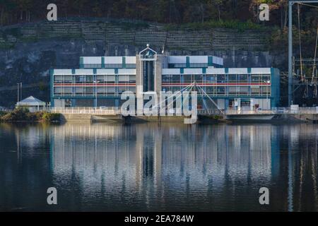 Neues Pumpspeicherkraftwerk Am Hengstey-See, Herdecke, Ruhrgebiet, Nordrhein-Westfalen, Deutschland, Europa Stockfoto