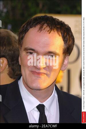 © Hahn-Khayat/ABACA. 55212-26. Los Angeles-CA-USA, 25. Januar 2004. Quentin Tarantino kommt bei den Golden Globe Awards 2004 im Beverly Hills Hilton an. Stockfoto