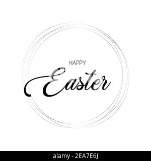 Frohe Ostern Gruß Hintergrund. Silberner Rundrahmen. Vektorgrafik Stock Vektor