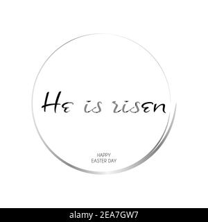 Er ist auferstanden. Frohe Ostern Gruß Hintergrund. Silberner Rundrahmen. Vektorgrafik Stock Vektor