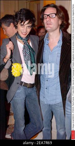 © Serge Arnal/ABACA. 57323-6. Paris-Frankreich, 17. märz 2004. Ines de La Fressange et Frederic Beigbeder lors de la soiree a l'Hotel du Crillon pour la sortie du Magazine Senso. Stockfoto