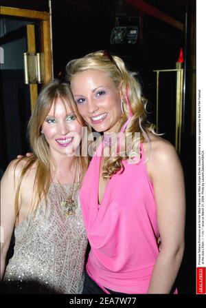 Prinzessin Tatiana Romanova und die ehemalige Miss Frankreich und Miss Europa Elodie Gossuin nehmen an der vom Pariser Filmfestival organisierten Party im Club L'Etoile in Paris-Frankreich am 31. März 2004 Teil. Foto von Laurent Zabulon/ABACA. Stockfoto