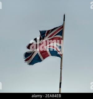 Union Jack Fliegt Mit Prode Stockfoto
