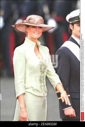 Prinzessin Madeleine von Schweden kommt am samstag, den 22. Mai 2004 zur Trauung von Kronprinz Felipe von Spanien und Letizia Ortiz in der Kathedrale Santa Maria la Real de la Almudena in Madrid-Spanien an. Foto von Abd Rabbo-Hounsfield-Klein-Mousse-Zabulon/ABACA. Stockfoto