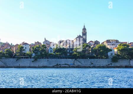 Blick auf die Insel Korcula, Kroatien an einem Sommertag Stockfoto