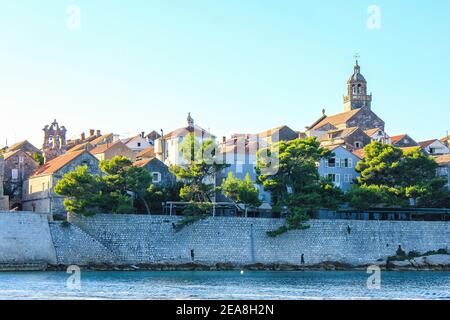 Blick auf die Insel Korcula, Kroatien an einem Sommertag Stockfoto