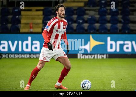 Broendby, Dänemark. 7th, Februar 2021. Daniel Granli (31) von Aalborg Boldspilklub gesehen während der Superliga-Spiel 3F zwischen Broendby IF und Aalborg Boldspilklub auf Broendby Stadium, Broendby. (Foto: Gonzales Photo - Kim Matthäus Leland). Stockfoto