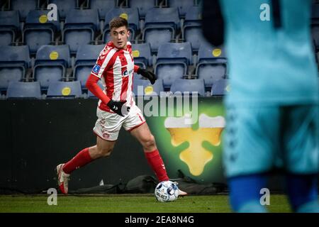 Broendby, Dänemark. Februar 2021, 7th. Tim Prica (11) von Aalborg Boldspilklub gesehen während der Superliga-Spiel 3F zwischen Broendby IF und Aalborg Boldspilklub auf Broendby Stadium, Broendby. (Foto Kredit: Gonzales Foto/Alamy Live News Stockfoto