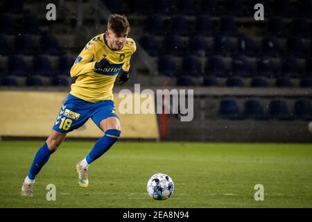 Broendby, Dänemark. 7th, Februar 2021. Jesper Lindstroem (18) von Broendby, WENN er während des Superliga-Spiels 3F zwischen Broendby IF und Aalborg Boldspilklub im Broendby Stadium, Broendby, gesehen wurde. (Foto: Gonzales Photo - Kim Matthäus Leland). Stockfoto