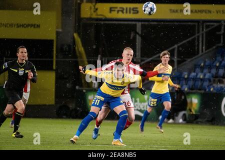 Broendby, Dänemark. Februar 2021, 7th. Mikael Uhre (11) von Broendby, WENN er während des Superliga-Spiels 3F zwischen Broendby IF und Aalborg Boldspilklub im Broendby Stadium, Broendby, gesehen wurde. (Foto Kredit: Gonzales Foto/Alamy Live News Stockfoto