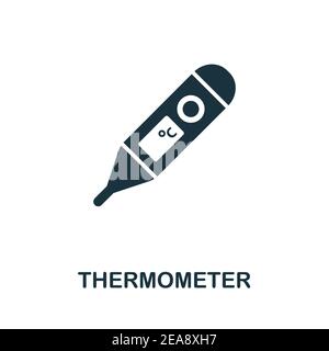 Thermometer-Symbol. Einfaches Element aus der Sammlung medizinischer Dienstleistungen. Gefülltes monochromes Thermometer-Symbol für Vorlagen, Infografiken und Banner Stock Vektor