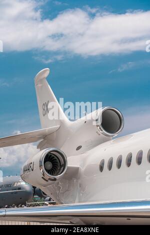 LANGKAWI, MALAYSIA - 30. März 2019: Rückansicht des Dassault Falcon 8X Stockfoto