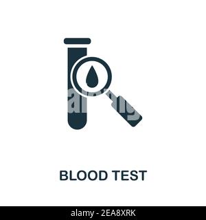 Symbol für Bluttest. Einfaches Element aus der Sammlung medizinischer Dienstleistungen. Ausgefülltes monochromes Bluttest-Symbol für Vorlagen, Infografiken und Banner Stock Vektor