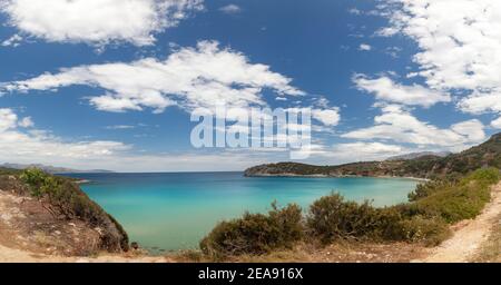 Exotischer Strand von Istro (oder Voulisma), in der Nähe von Agios Nikolaos Stadt, in Lasithi Region, Kreta Insel, Mittelmeer, Griechenland, Europa Stockfoto