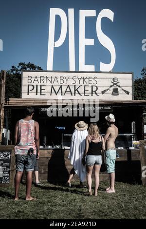 Der Barnaby Sykes Pie Maker Stand auf dem Greenman 2013 Festival in Glanusk, Südwales Stockfoto