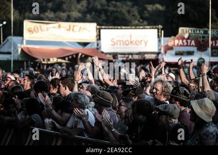 Allgemeine Ansichten des Greenman 2013 Festivals in Glanusk, Südwales Stockfoto